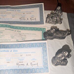 Lot of 3 Christmas "The Gift Of Love" Collection by Michael Ricker Pewter Figure